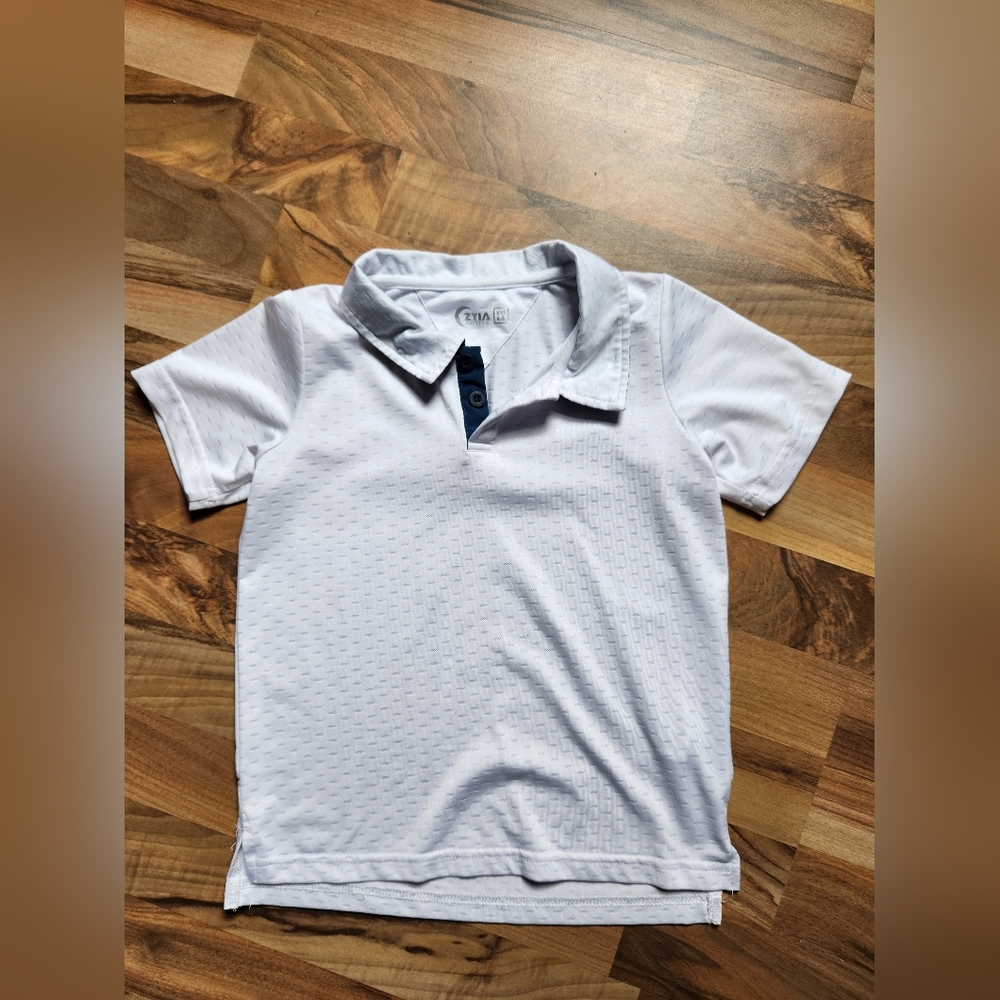Boys' White Active Slit Polo